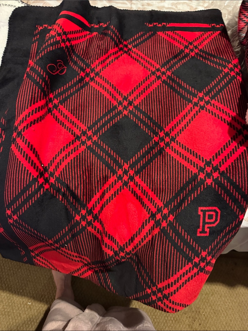 PINK Victoria's Secret Red and Black Plaid blanket